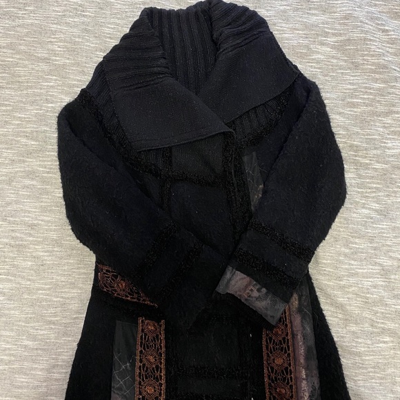 Le Gatte Patchwork Flowy Wool Coat Size III ITALY - Picture 9 of 12